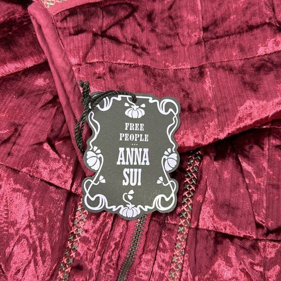 FREE PEOPLE BY ANA SUI DOLMAN EMBROIDERED JACKET IN WINE AND ROSE SP NWT - Picture 11 of 11